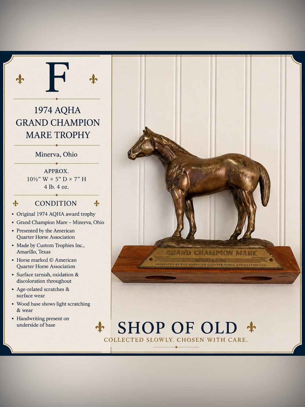 1974 AQHA Grand Champion Mare Horse Trophy